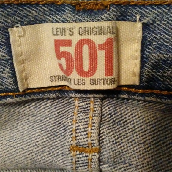 Levi 501 Jeans Men's 36X36 Light Wash Denim Button Fly Classic Red tab Destroyed - Picture 11 of 12